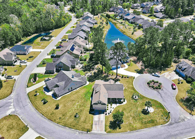 Rivers Edge Plantation new home community in Conway has a nice fountain nestled inside.